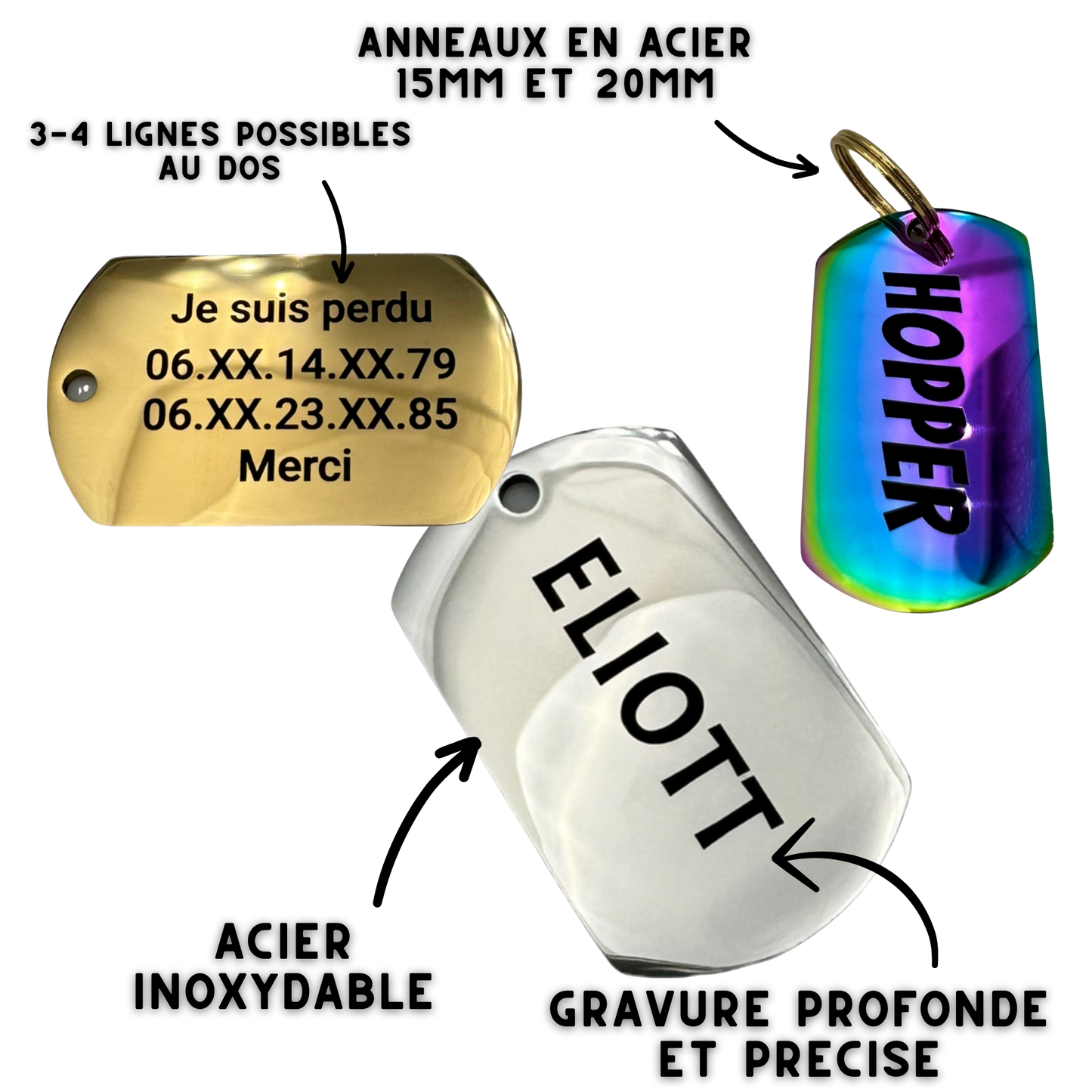 UNIKTAG - Stainless Steel Dog Tag - Customizable - 7 Colors | Luxury and Originality