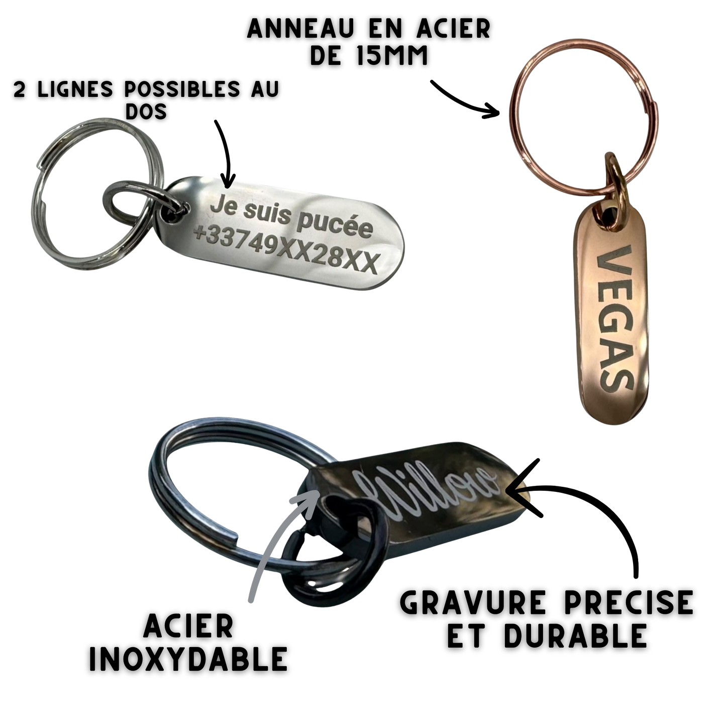 UNIKTAG - Mini-Hunde- und Katzen-ID-Tag aus Edelstahl - Personalisierbar, diskret und elegant | Luxus und Originalität