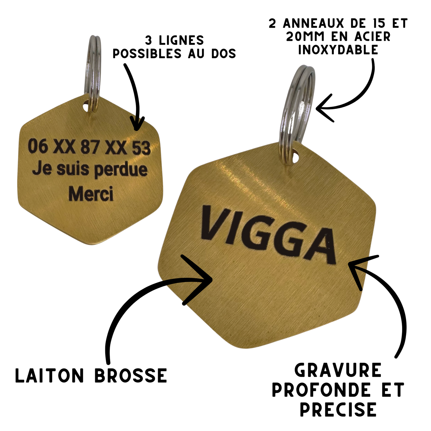 Large hexagon brass medal
