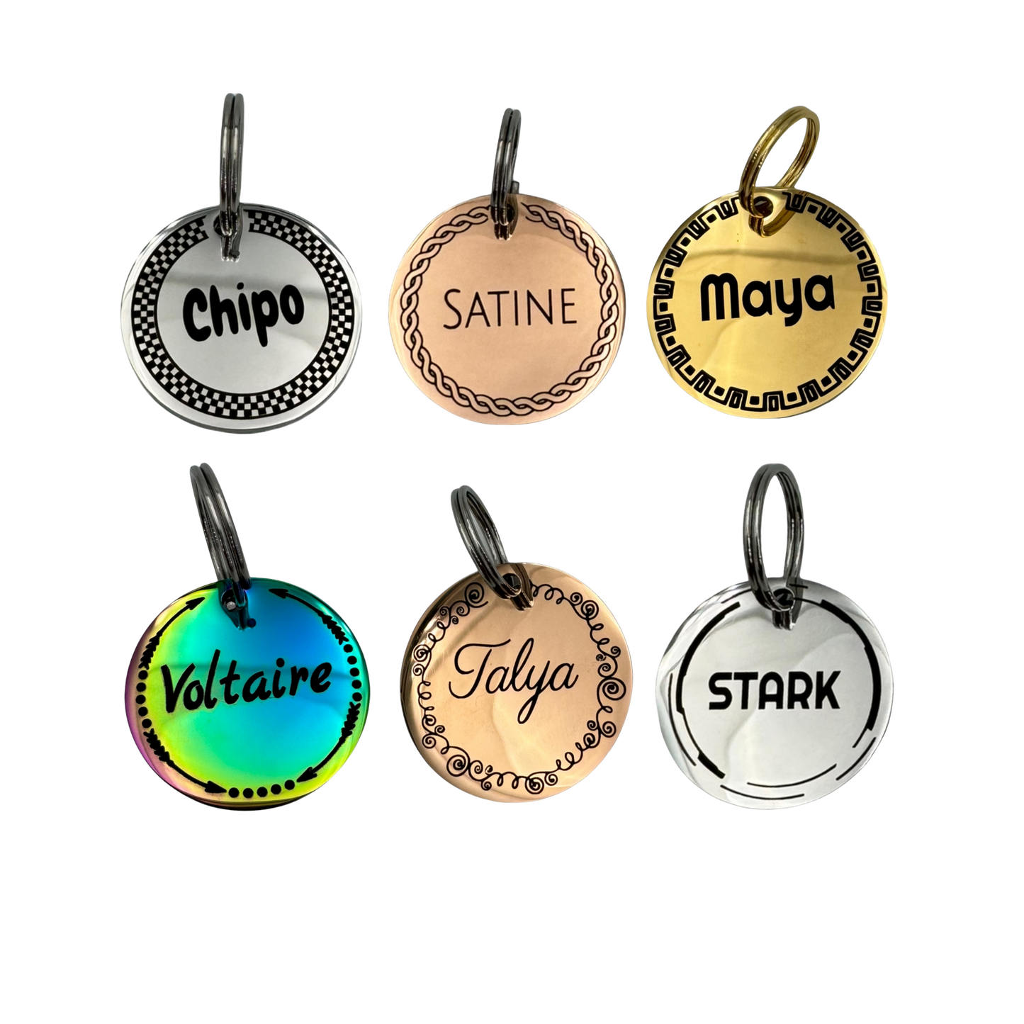 UNIKTAG – Médaille Ronde Cerclée en Acier Inoxydable Personnalisée pour Chien et Chat | Élégance & Raffinement