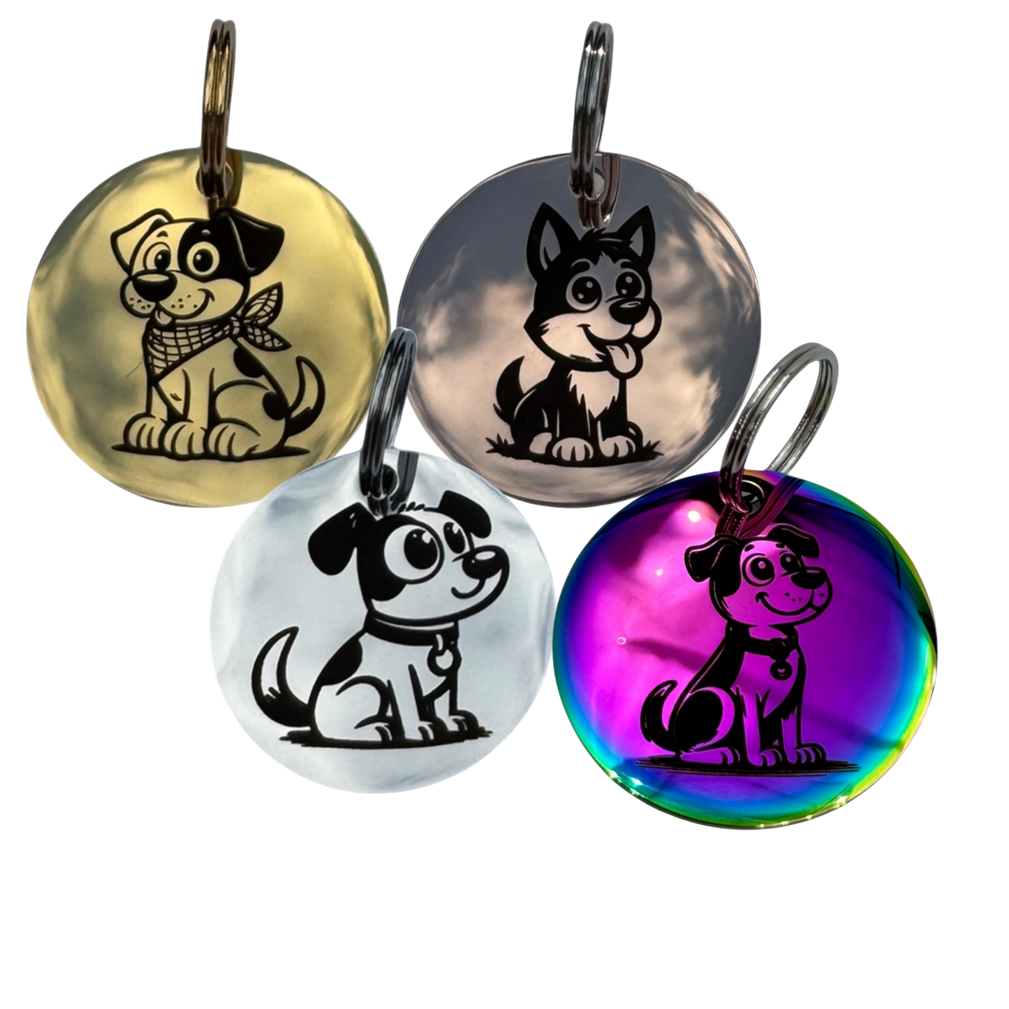 UNIKTAG - Personalized Stainless Steel Cartoon Dog Tag, 50 Adorable Designs | Luxury and Originality