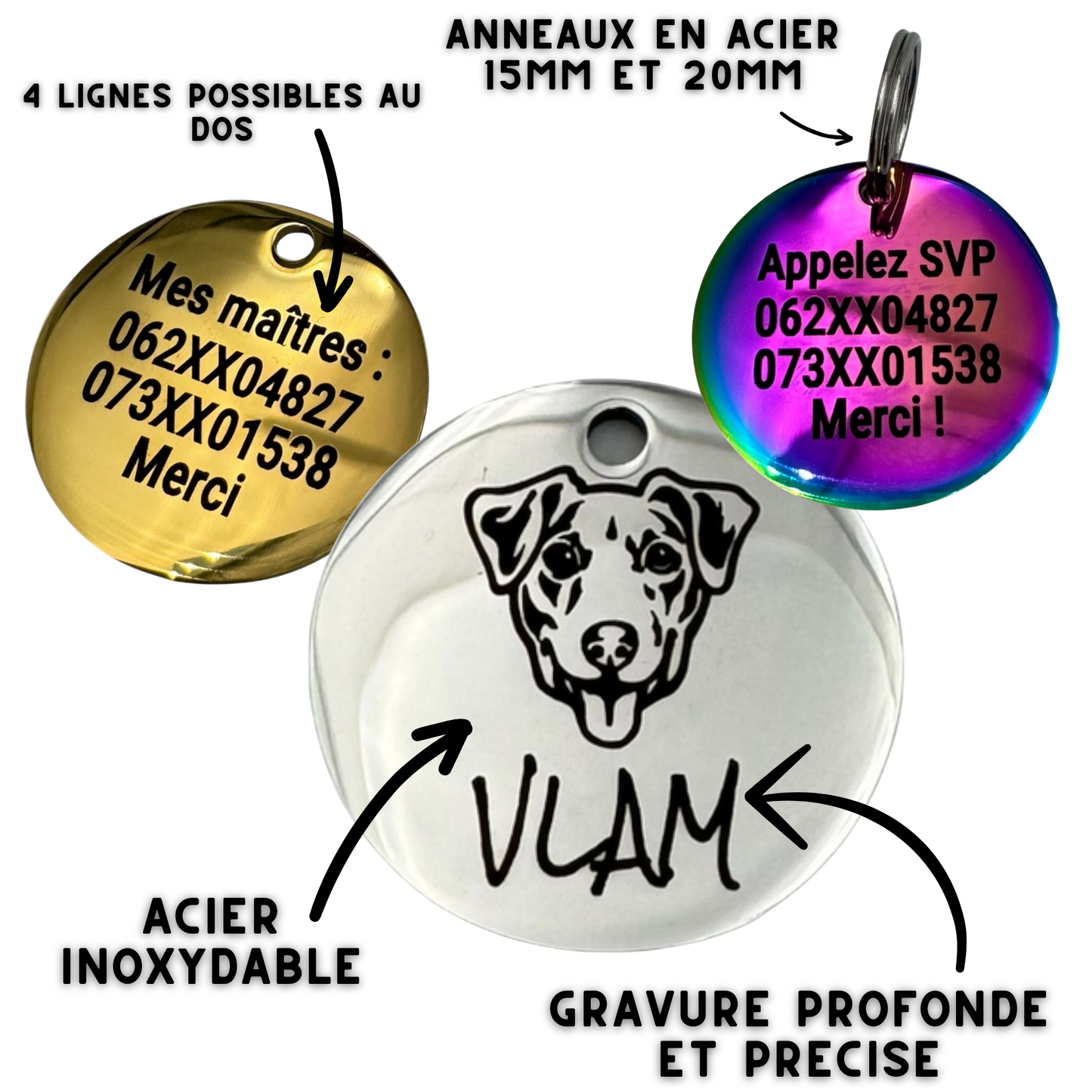 UNIKTAG - Stainless Steel Dog Tag - Personalized, 70 Breeds Available | Luxury and Originality