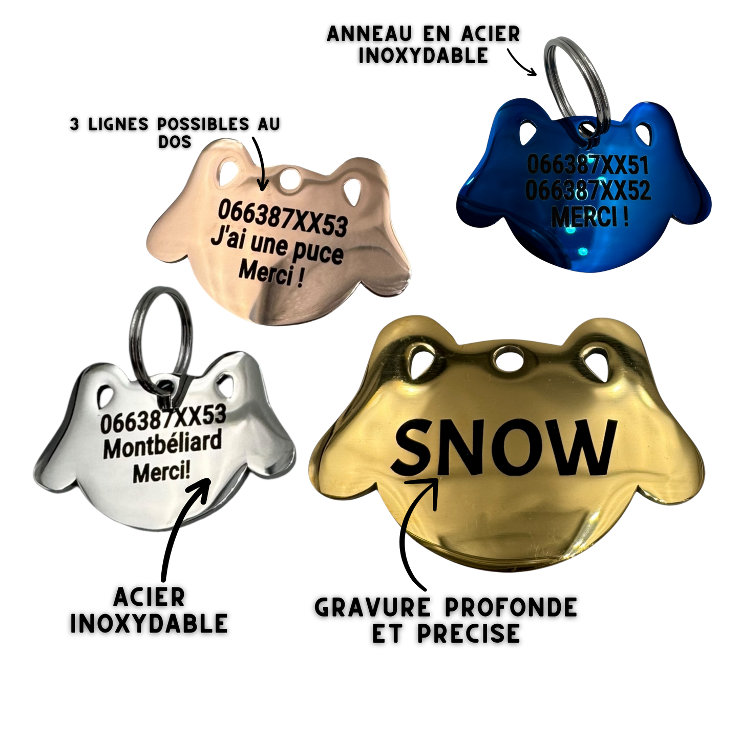UNIKTAG – Large Ears Stainless Steel Medal – Customizable and Original
