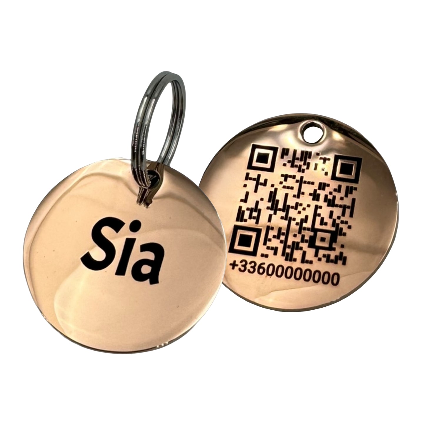 UNIKTAG – Round QR Code Stainless Steel Dog and Cat Tag – Customizable