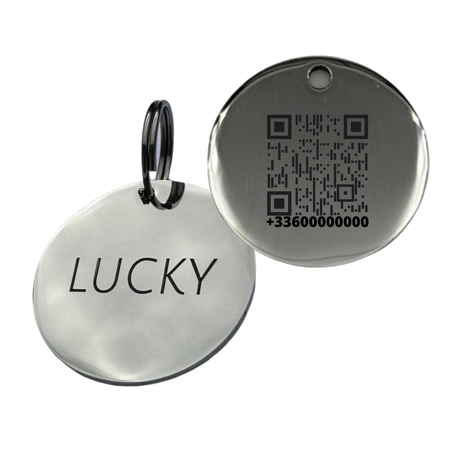 UNIKTAG – Round QR Code Stainless Steel Dog and Cat Tag – Customizable