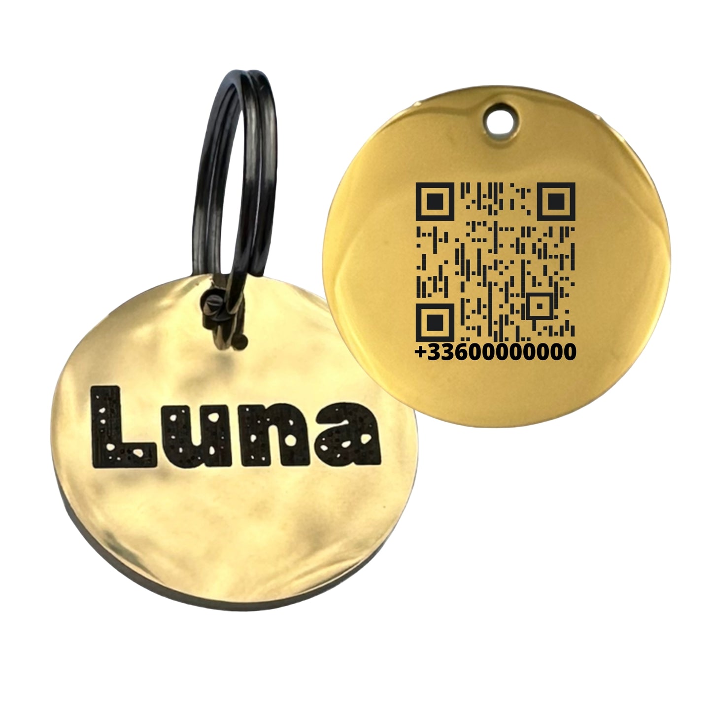 UNIKTAG – Round QR Code Stainless Steel Dog and Cat Tag – Customizable
