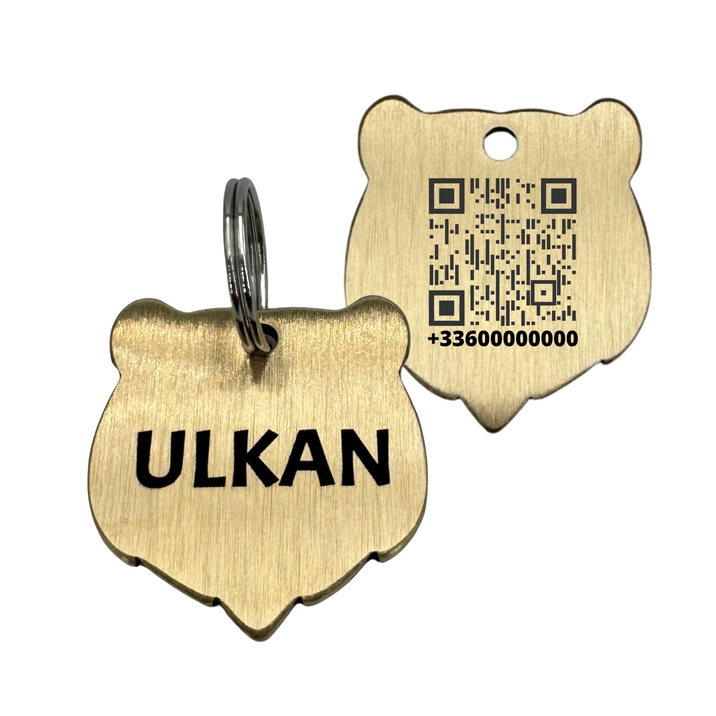 Brass Bear Head QR Code Medal