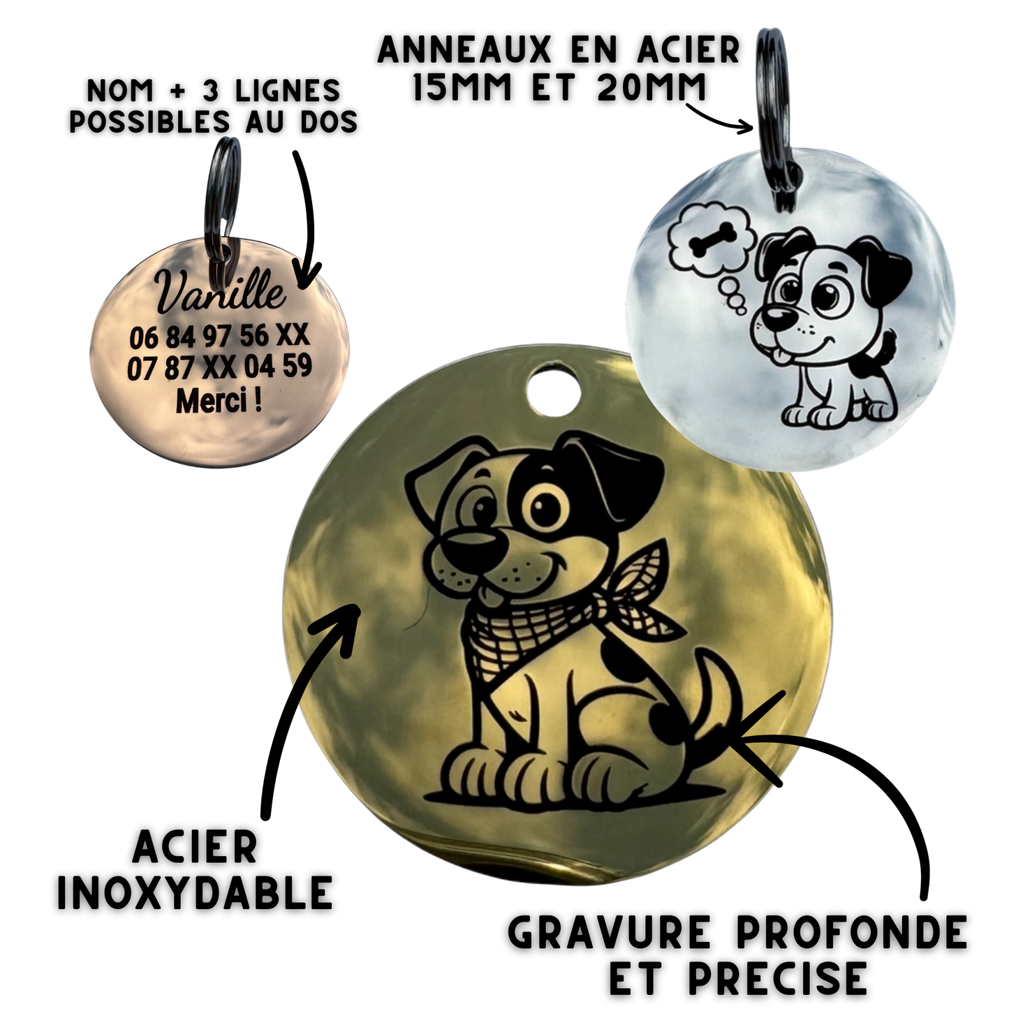 UNIKTAG - Personalized Stainless Steel Cartoon Dog Tag, 50 Adorable Designs | Luxury and Originality