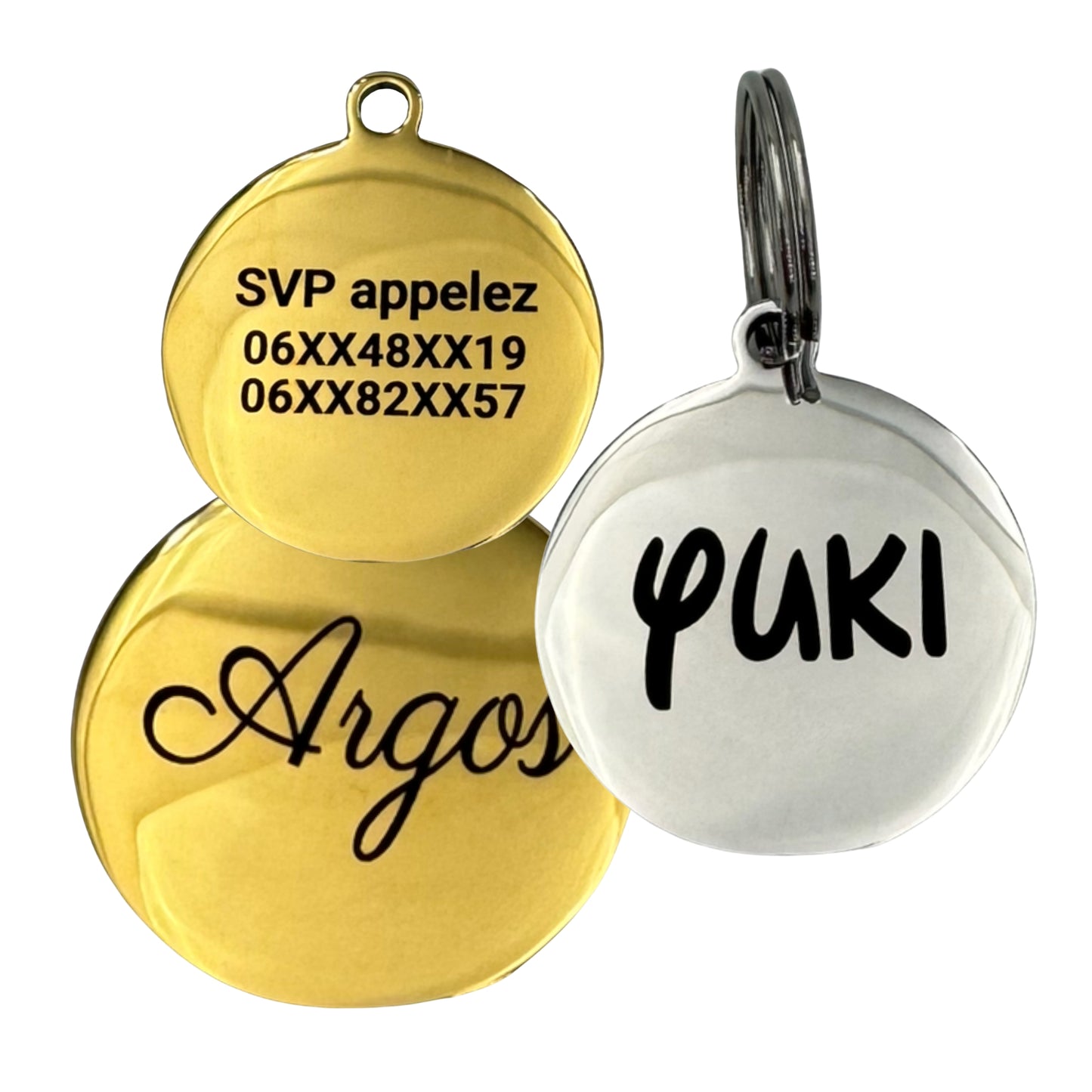 Médaille ronde de 25mm avec attache déportée en acier