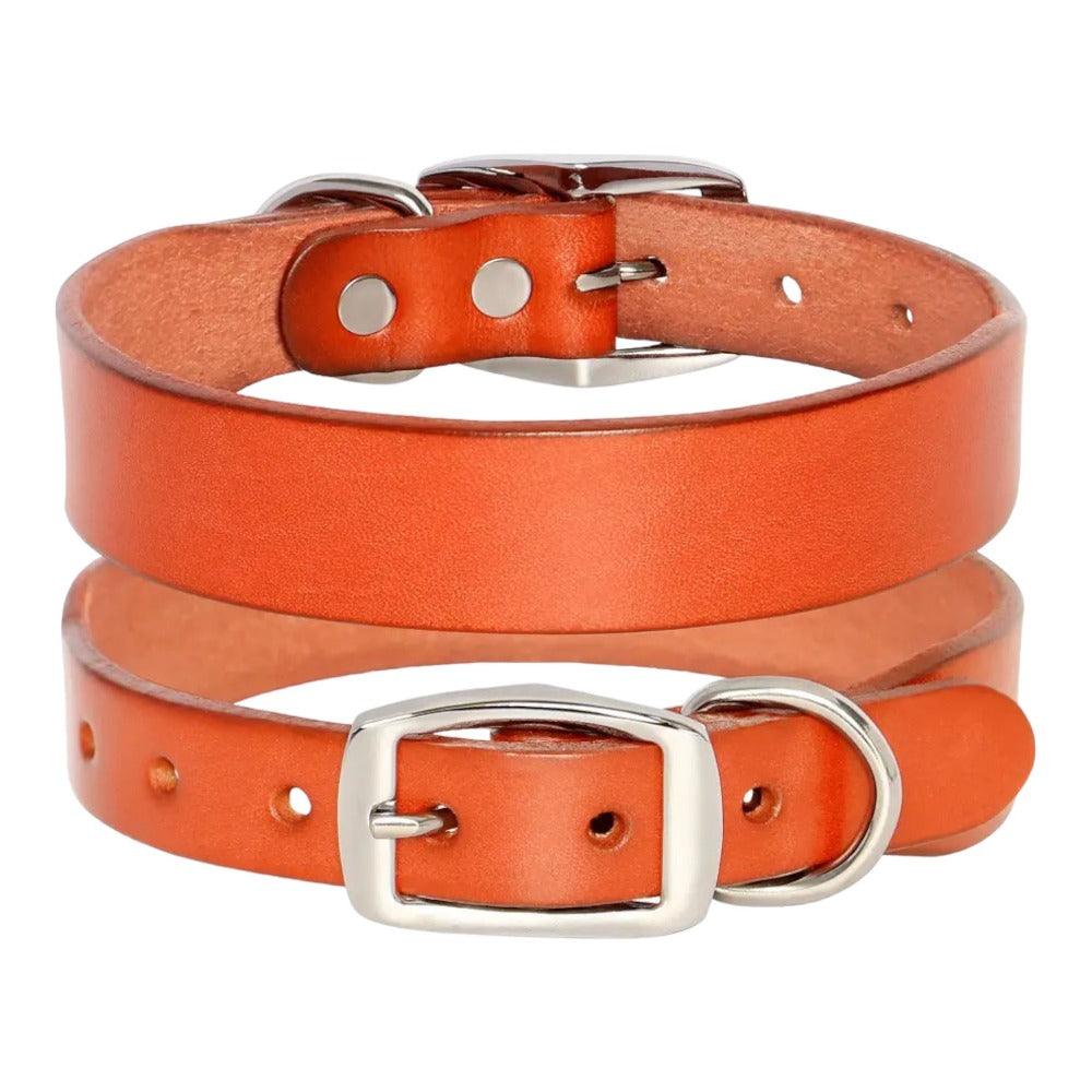 Collier en cuir Nature avec identité gravée - UNIKTAG
