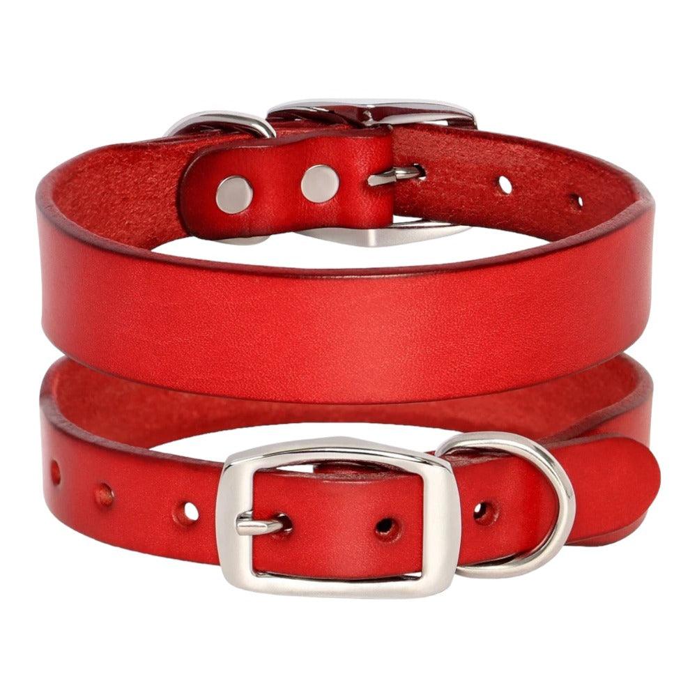 Collier en cuir Nature avec identité gravée - UNIKTAG