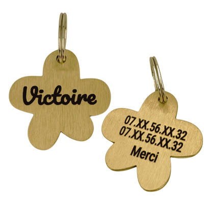 Médaille fleur en laiton personnalisée pour chien et chat – UNIKTAG