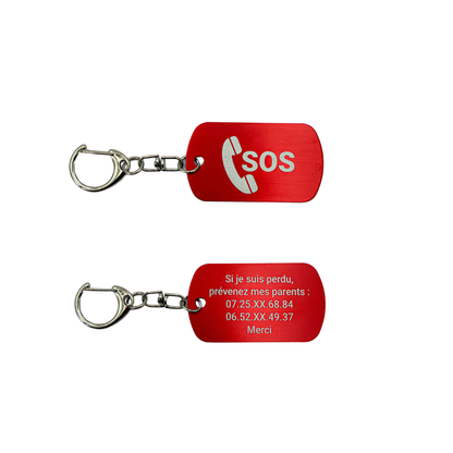 Personalised Emergency Keychain - Engraved Aluminium Tag