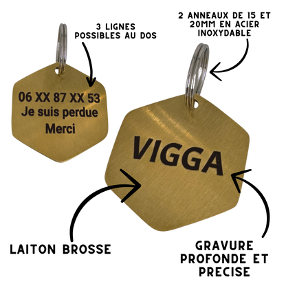 Détail de la gravure sur la médaille hexagone laiton