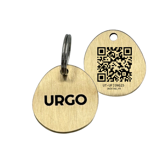 Médaille Ovale en Laiton avec QR Code Personnalisée pour Chien et Chat
