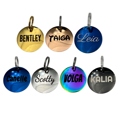 Médaille ronde en acier inoxydable gravée pour chien et chat – UNIKTAG
