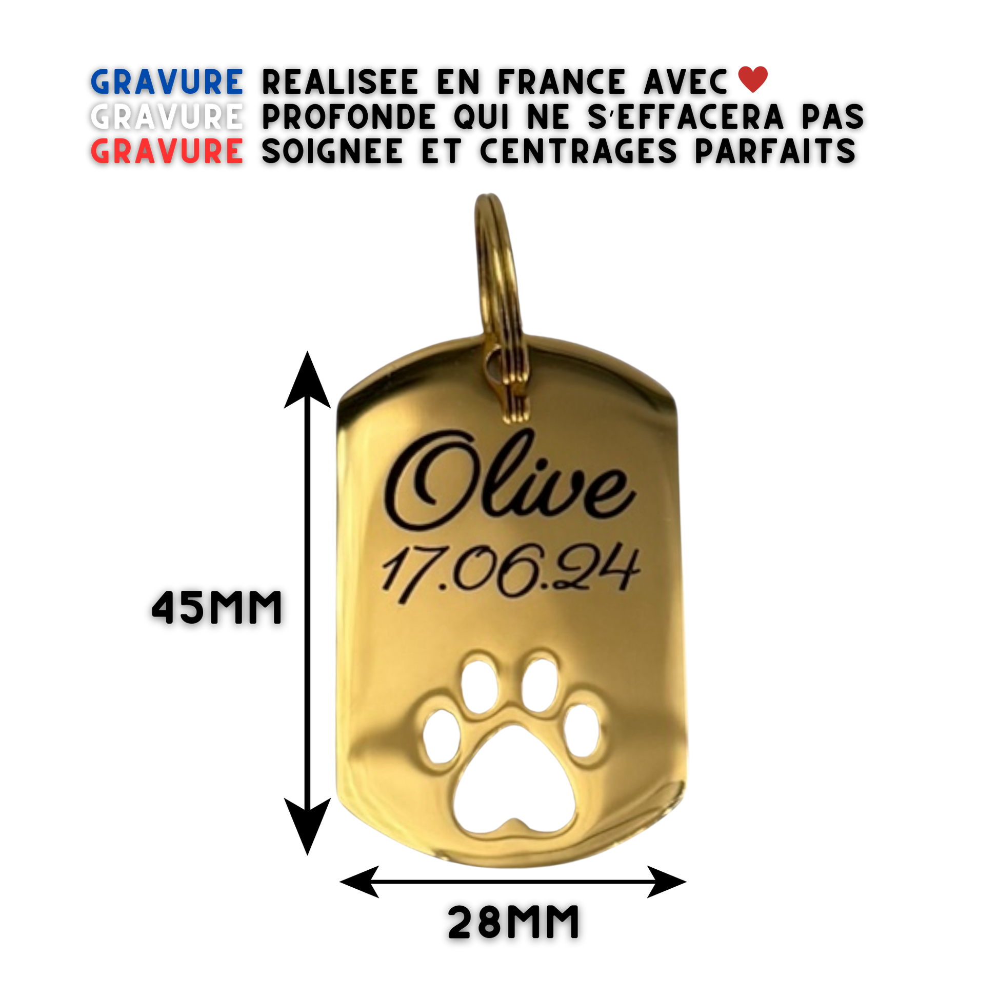 Médaille plaque patte acier, vue verso