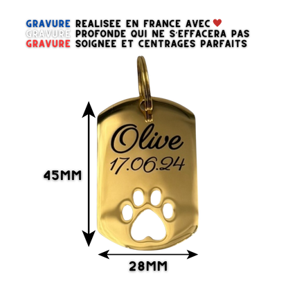 Médaille plaque patte acier, vue verso