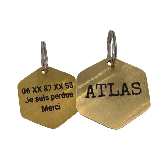 Vue de face de la médaille hexagone laiton