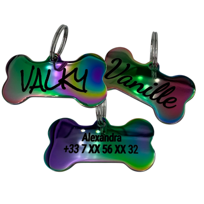 Vue de face de la médaille grand os acier irisé