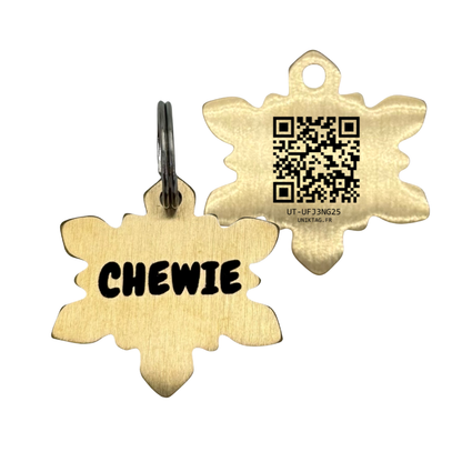 Personalized Brass QR Code Snowflake Tag for Dogs