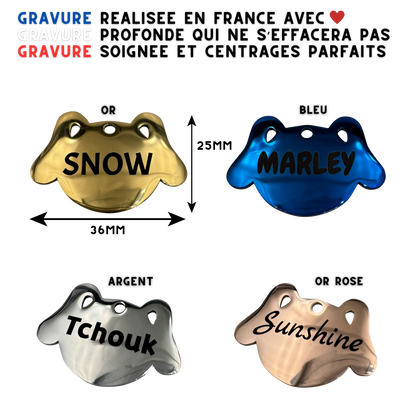 Médaille grandes oreilles acier avec gravure