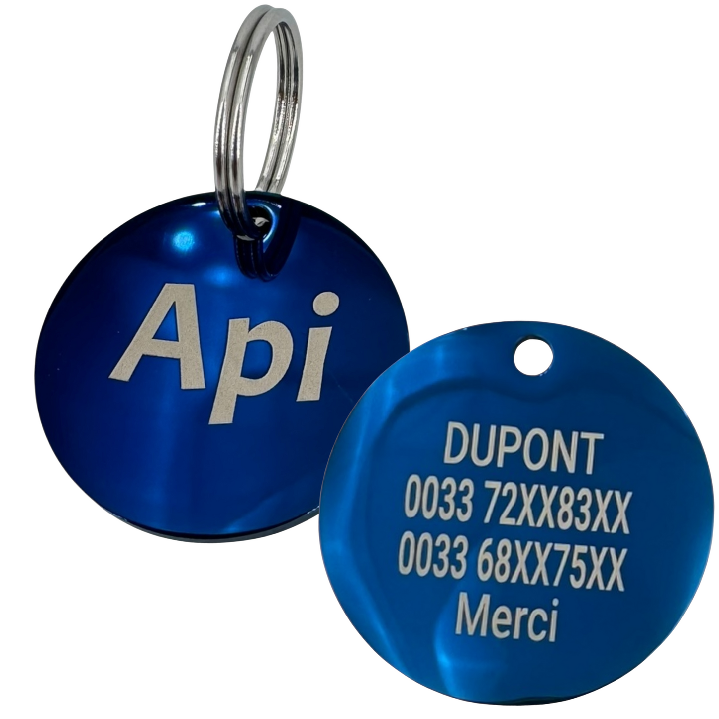 UNIKTAG - Médaille ronde personnalisée pour chien et chat – Acier inoxydable gravé double face
