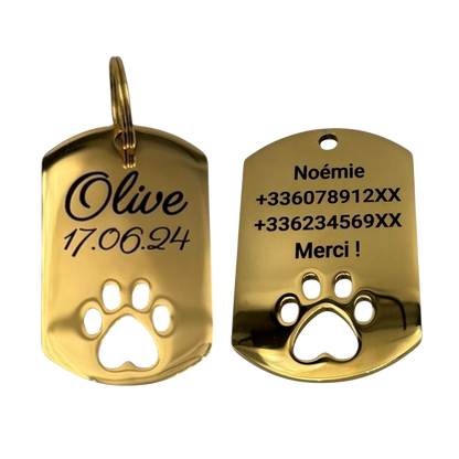 Médaille plaque patte acier, coloris noir