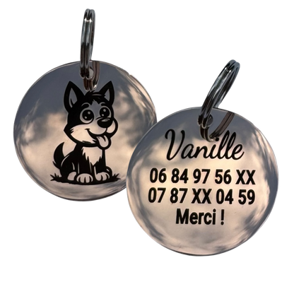 Médaille cartoon acier, motif lapin dessiné