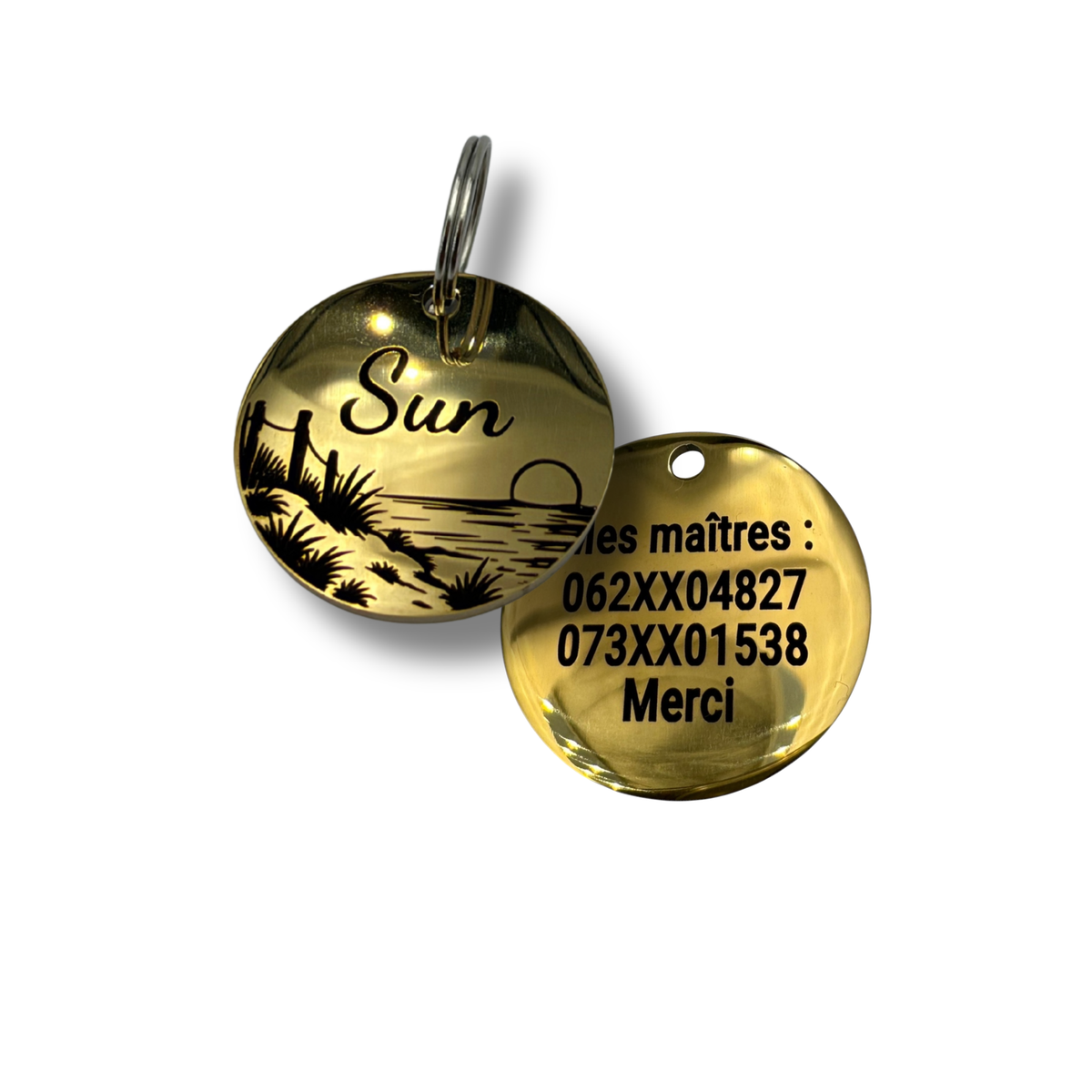 Médaille illustrée en Acier Inoxydable Personnalisée pour Chien et Chat