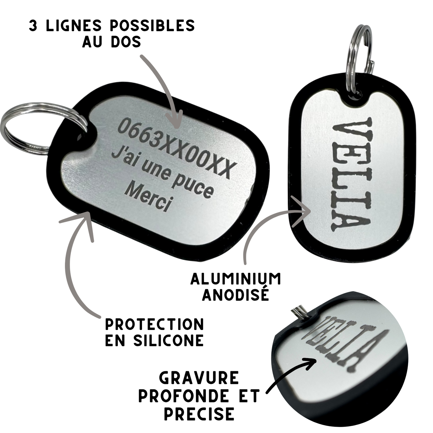 Médaille plaque en  aluminium avec bumper en silicone