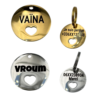 Mini médaille cœur en acier inoxydable pour chien et chat – UNIKTAG