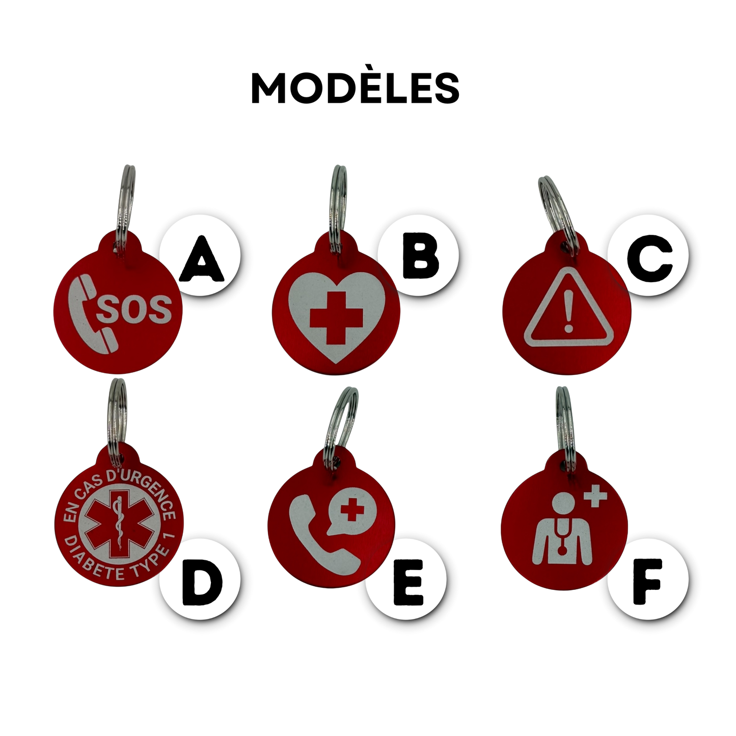 Porte-clé d’urgence personnalisé – Médaille aluminium gravée