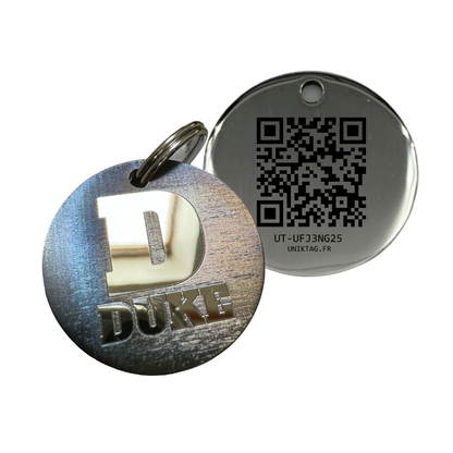 QR-Code-Medaille aus Stahl, Sonderedition, schillernde Zahlen und Buchstaben 