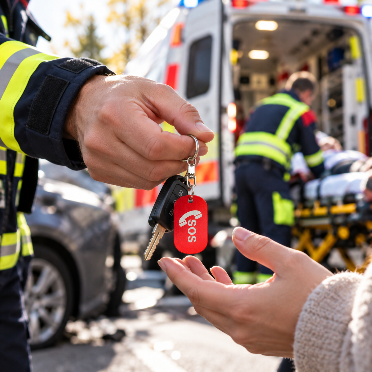 Personalised Emergency Keychain - Engraved Aluminium Tag