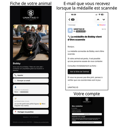 Médaille QR code chien et chat personnalisée en acrylique