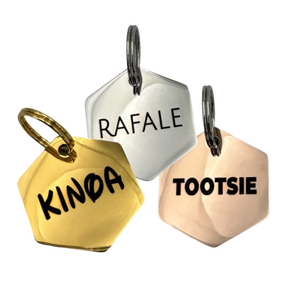 Médaille hexagonale en acier inoxydable pour chien – UNIKTAG