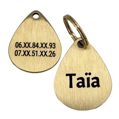 Médaille goutte en laiton personnalisée pour chien et chat – UNIKTAG