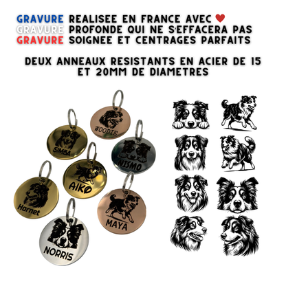 Médaille Berger Australien, exemple de gravure