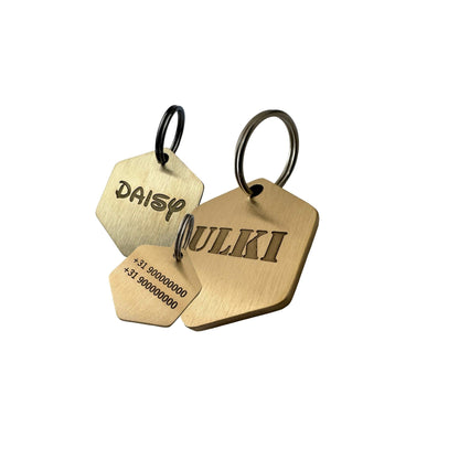 Médaille hexagonale petite taille en laiton pour chien et chat – UNIKTAG