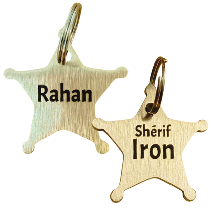 Médaille étoile de shérif en laiton, exemple de gravure