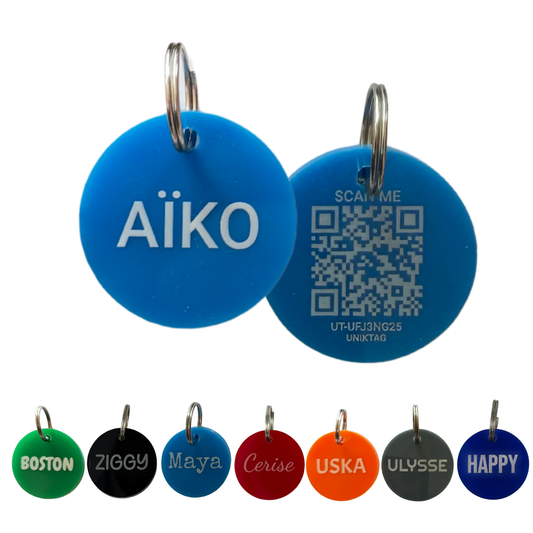 Médaille QR code chien et chat personnalisée en acrylique