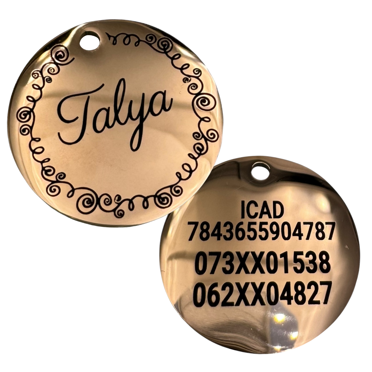 Médaille cerclée de texte en acier