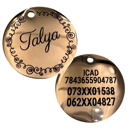 Médaille ronde cercée, dimensions en millimètres