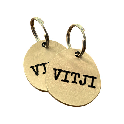 Médaille ovale en laiton avec QR Code, exemple de gravure