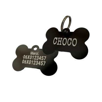 Médaille os en aluminium, coloris noir