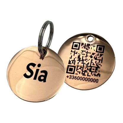 Médaille QR Code avec gravure prénom au recto