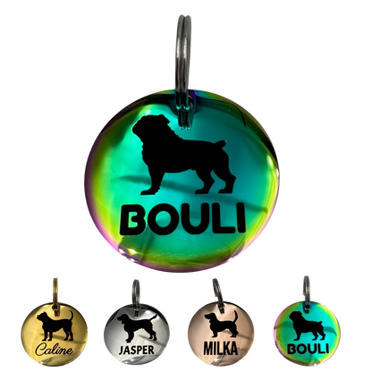 Médaille silhouette acier, anneau de fixation
