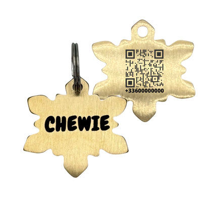Médaille flocon en laiton avec QR Code pour chien – UNIKTAG