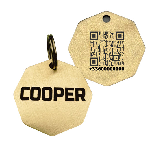 Médaille QR Code  octogone en laiton